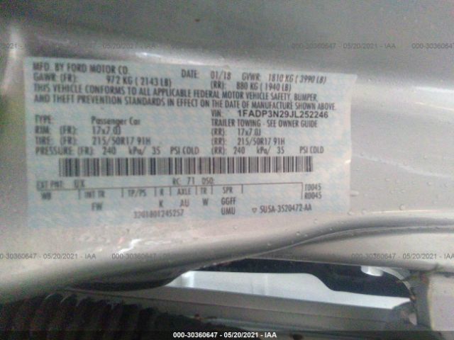 Photo 8 VIN: 1FADP3N29JL252246 - FORD FOCUS 