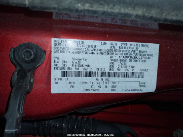 Photo 8 VIN: 1FADP3N29JL279639 - FORD FOCUS 