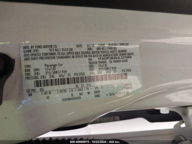 Photo 8 VIN: 1FADP3N29JL331660 - FORD FOCUS 