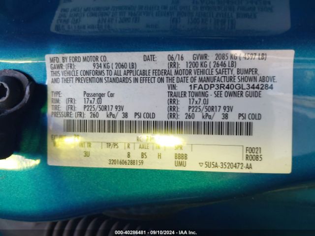 Photo 8 VIN: 1FADP3R40GL344284 - FORD FOCUS 