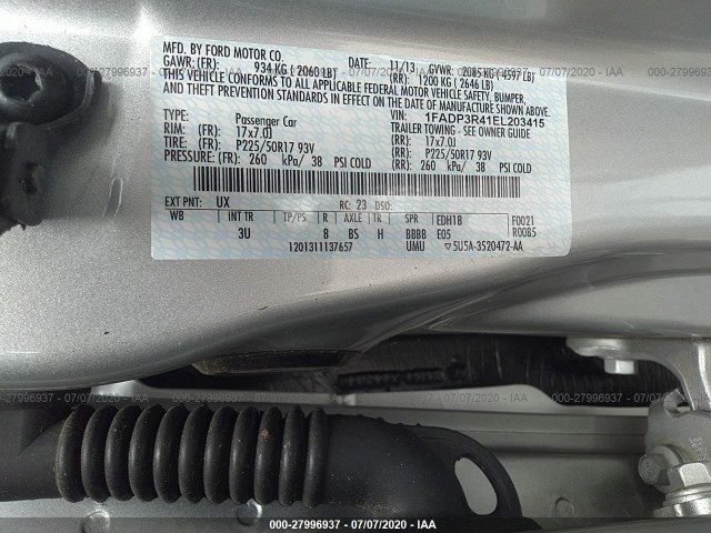 Photo 8 VIN: 1FADP3R41EL203415 - FORD FOCUS ELECTRIC 