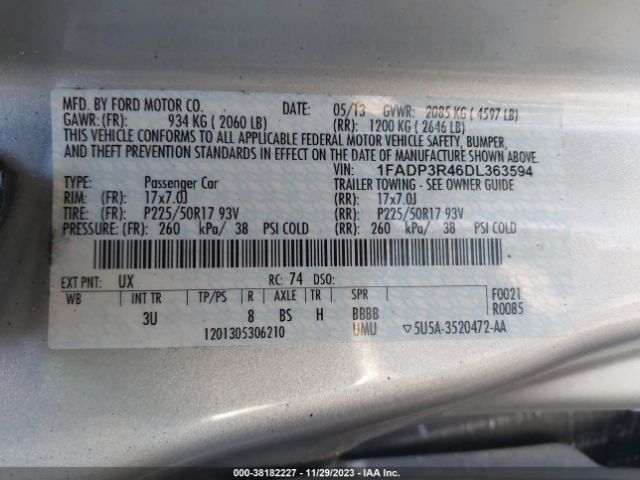 Photo 8 VIN: 1FADP3R46DL363594 - FORD FOCUS 