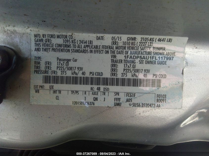 Photo 8 VIN: 1FADP5AU1FL117997 - FORD C-MAX 