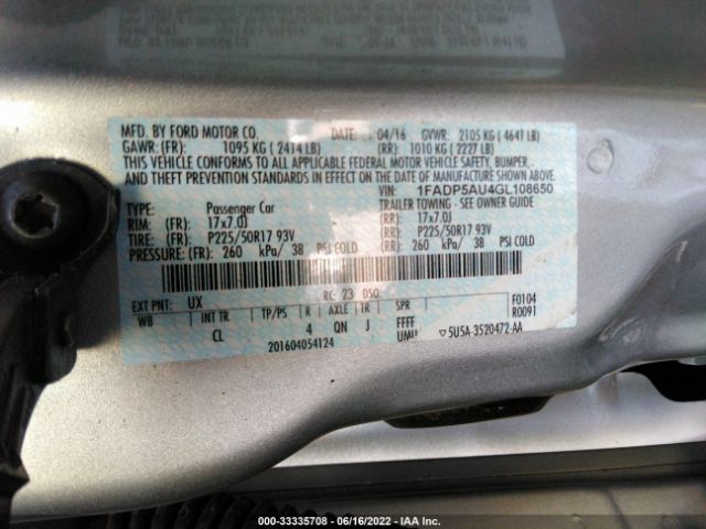 Photo 8 VIN: 1FADP5AU4GL108650 - FORD C-MAX HYBRID 