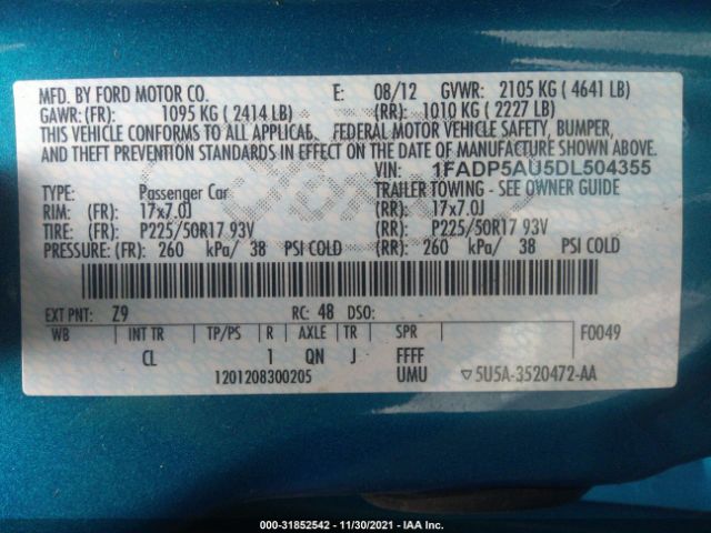 Photo 8 VIN: 1FADP5AU5DL504355 - FORD C-MAX HYBRID 