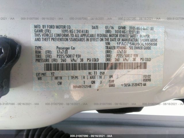 Photo 8 VIN: 1FADP5AU5GL105658 - FORD C-MAX HYBRID 