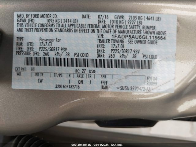 Photo 8 VIN: 1FADP5AU6GL115664 - FORD C-MAX HYBRID 