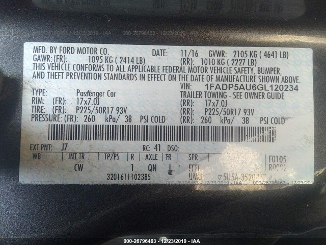 Photo 8 VIN: 1FADP5AU6GL120234 - FORD C-MAX HYBRID 