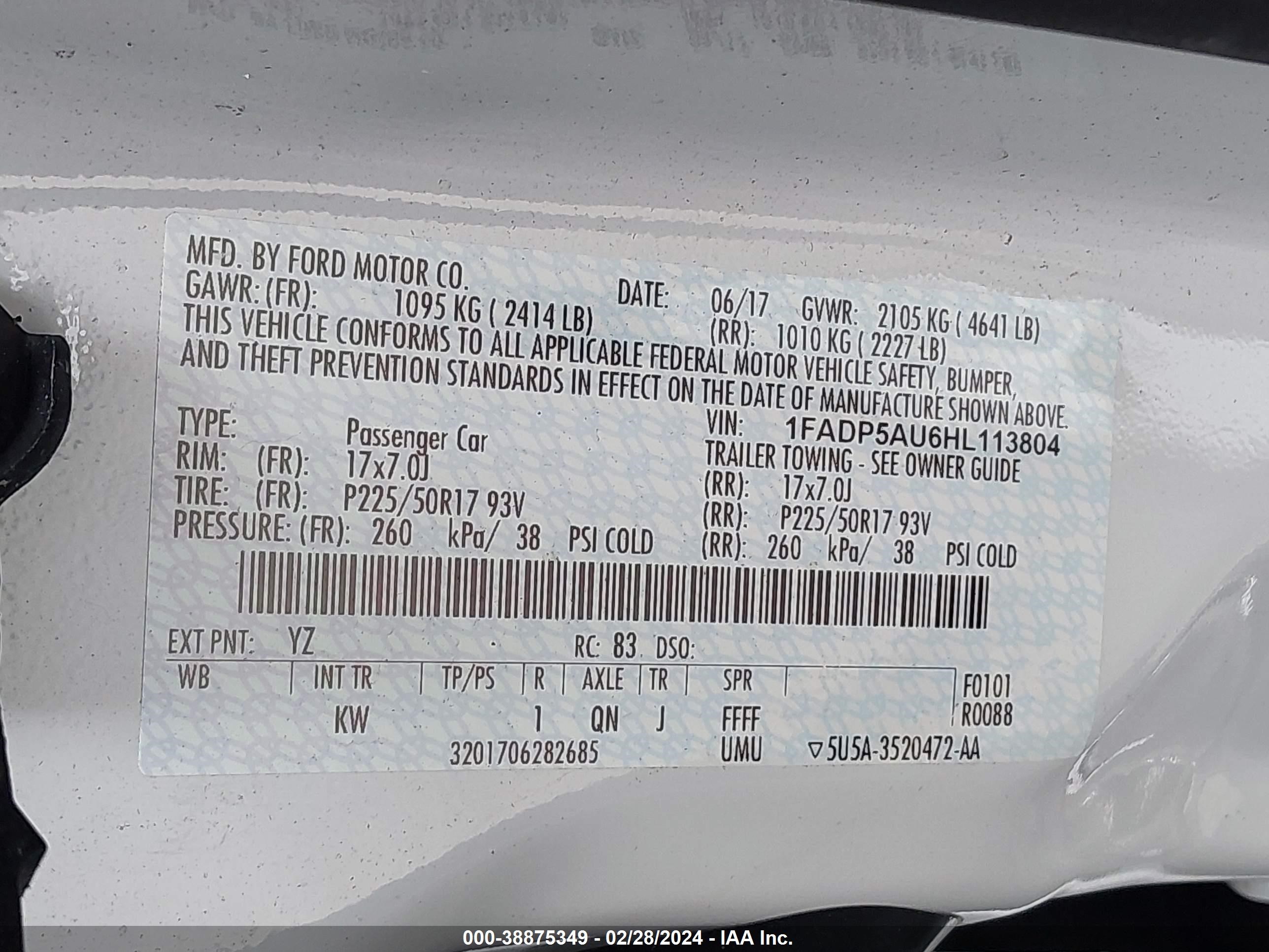 Photo 4 VIN: 1FADP5AU6HL113804 - FORD C-MAX 