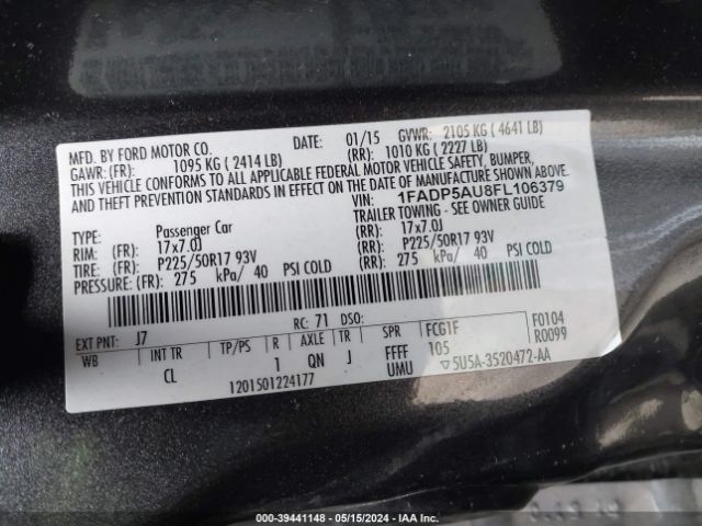 Photo 8 VIN: 1FADP5AU8FL106379 - FORD C-MAX HYBRID 