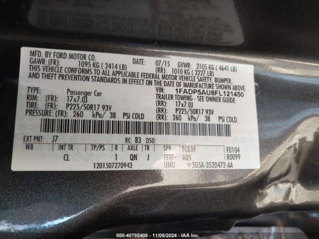 Photo 8 VIN: 1FADP5AU8FL121450 - FORD C-MAX 