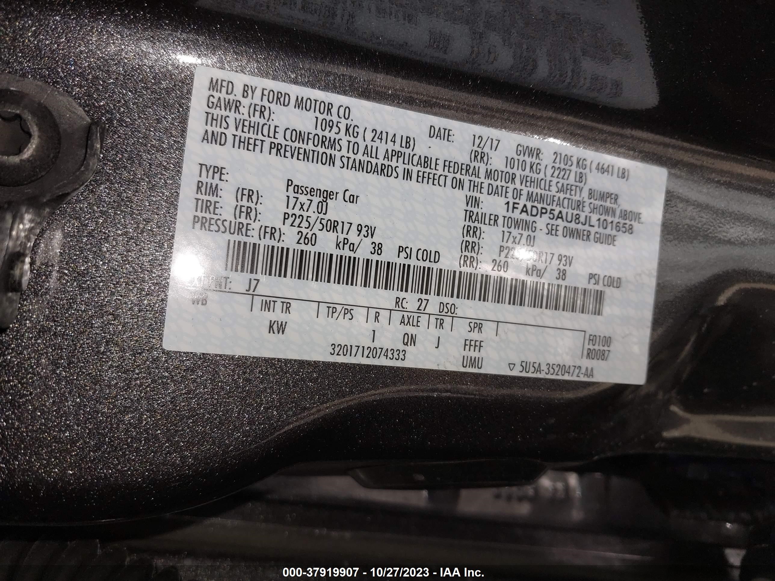 Photo 8 VIN: 1FADP5AU8JL101658 - FORD C-MAX 