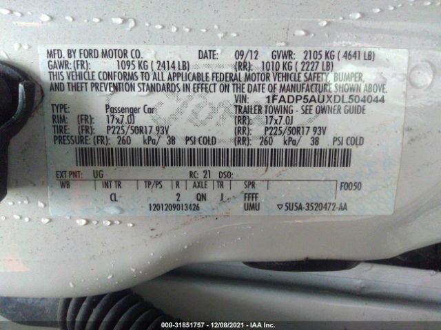 Photo 8 VIN: 1FADP5AUXDL504044 - FORD C-MAX HYBRID 