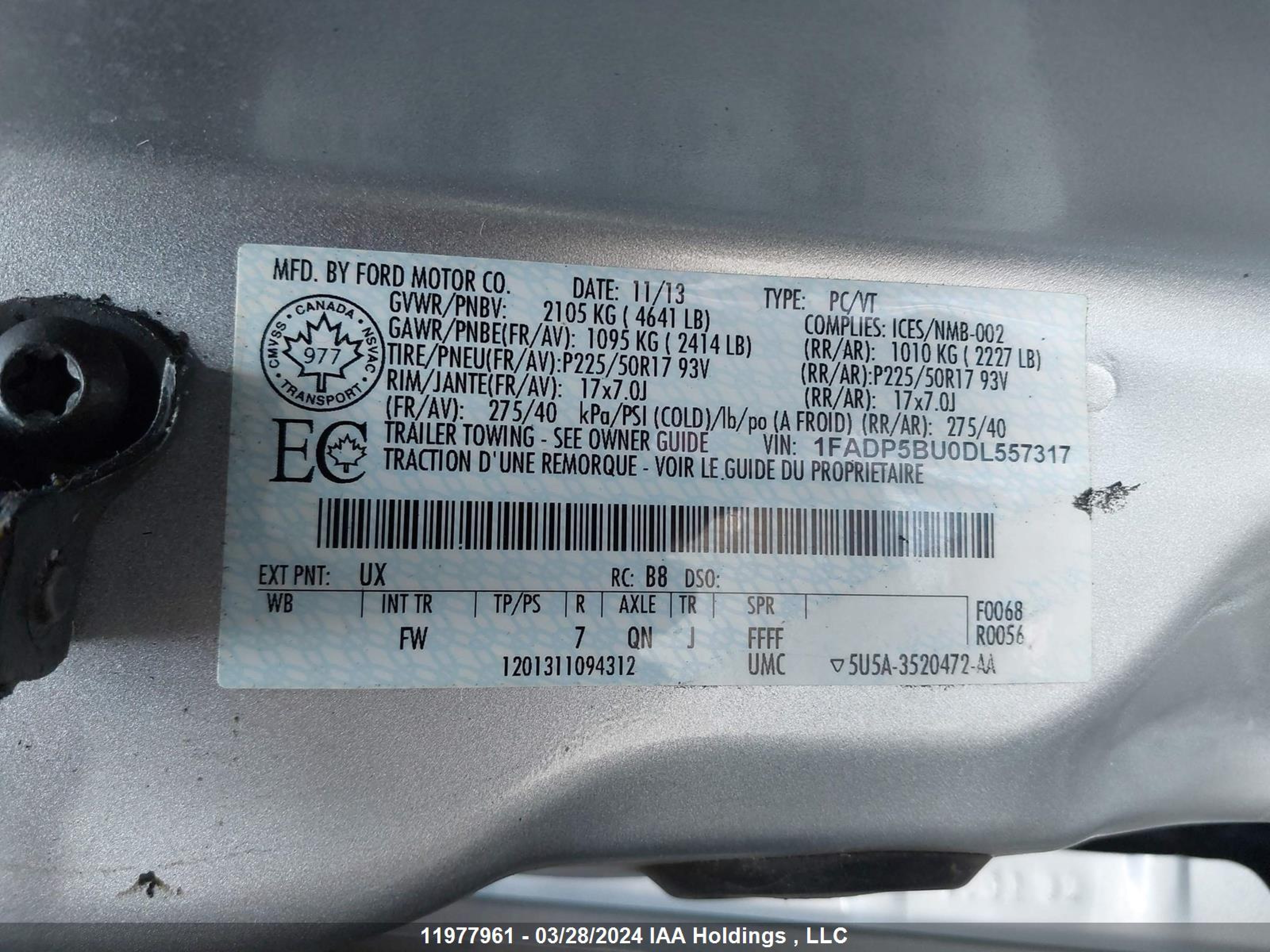 Photo 8 VIN: 1FADP5BU0DL557317 - FORD C-MAX 