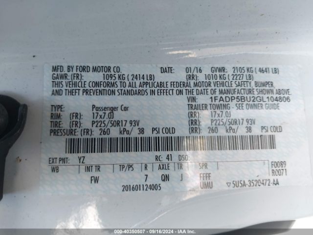 Photo 8 VIN: 1FADP5BU2GL104806 - FORD C-MAX 