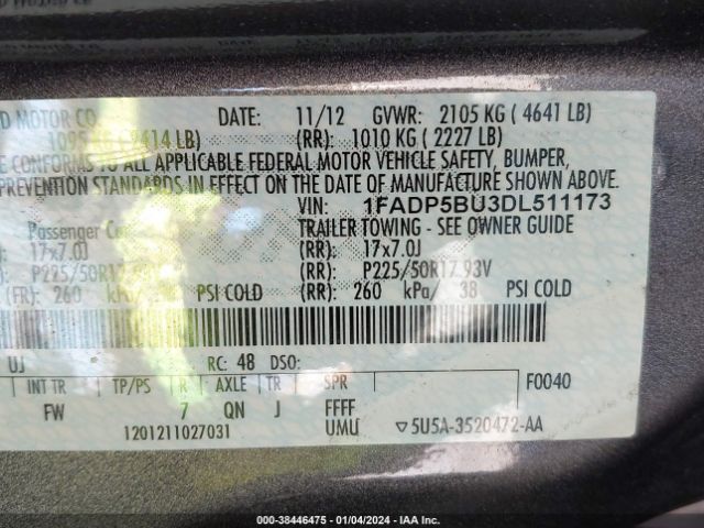 Photo 8 VIN: 1FADP5BU3DL511173 - FORD C-MAX HYBRID 