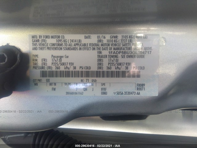 Photo 8 VIN: 1FADP5BU3GL104717 - FORD C-MAX HYBRID 