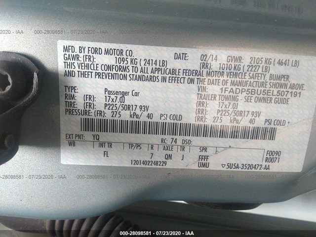 Photo 8 VIN: 1FADP5BU5EL507191 - FORD C-MAX HYBRID 