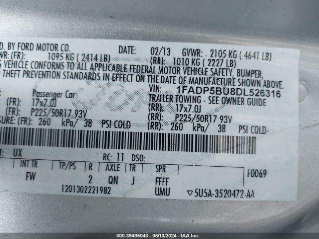 Photo 8 VIN: 1FADP5BU8DL526316 - FORD C-MAX HYBRID 