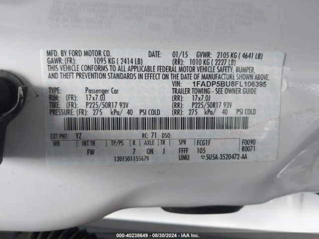 Photo 8 VIN: 1FADP5BU8FL106395 - FORD C-MAX 