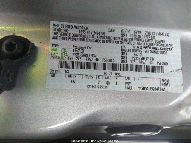 Photo 8 VIN: 1FADP5BU9EL500678 - FORD C-MAX HYBRID 