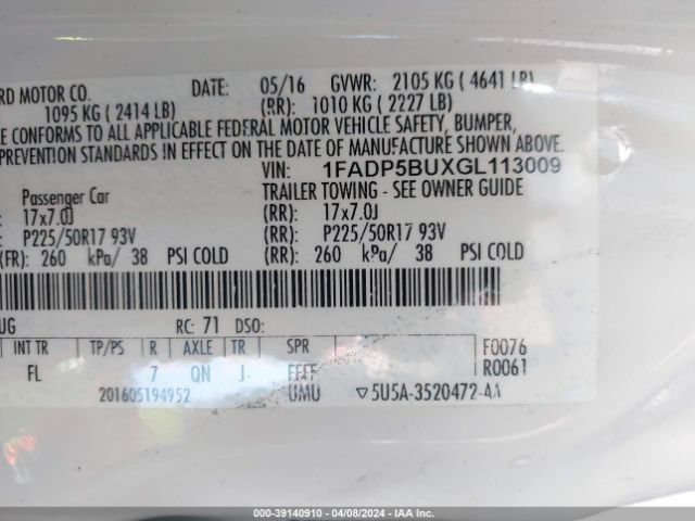 Photo 8 VIN: 1FADP5BUXGL113009 - FORD C-MAX HYBRID 