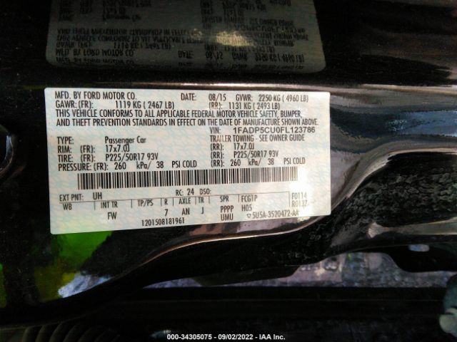 Photo 8 VIN: 1FADP5CU0FL123786 - FORD C-MAX ENERGI 