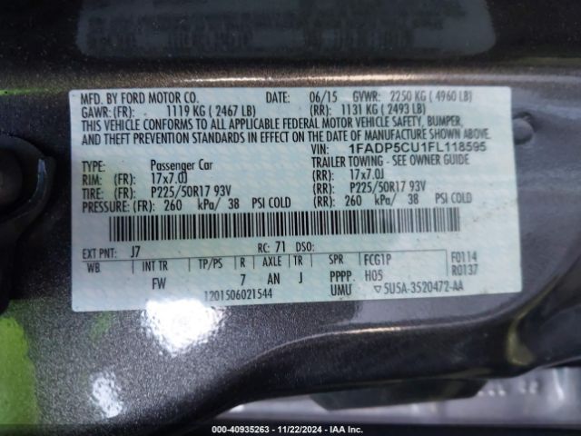 Photo 8 VIN: 1FADP5CU1FL118595 - FORD C-MAX 