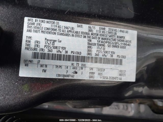 Photo 8 VIN: 1FADP5CU2FL118640 - FORD C-MAX ENERGI 