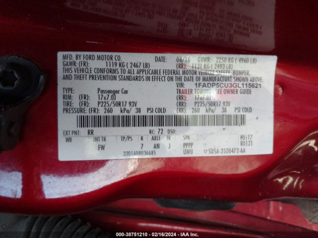 Photo 8 VIN: 1FADP5CU3GL115621 - FORD C-MAX ENERGI 