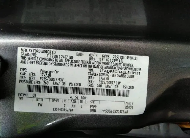 Photo 8 VIN: 1FADP5CU4EL510131 - FORD C-MAX ENERGI 