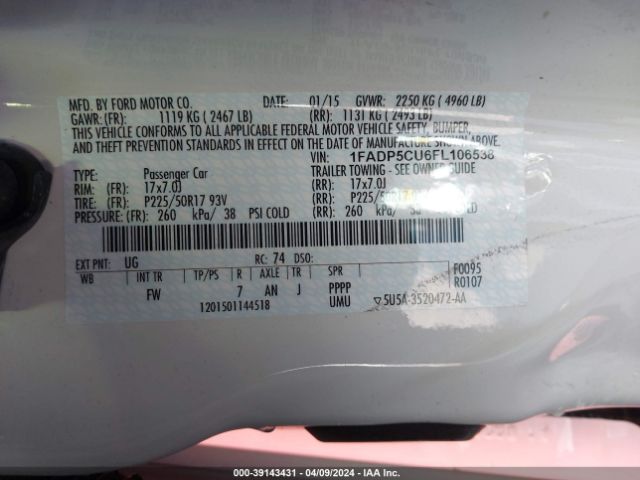 Photo 8 VIN: 1FADP5CU6FL106538 - FORD C-MAX ENERGI 