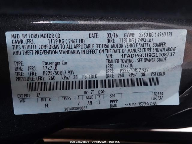 Photo 8 VIN: 1FADP5CU9GL108737 - FORD C-MAX ENERGI 