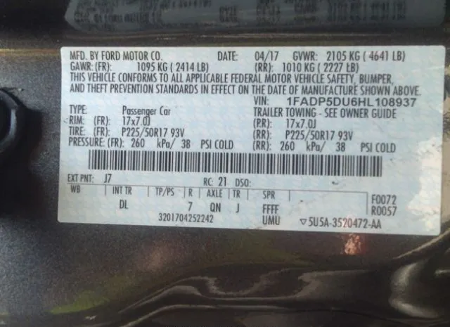 Photo 8 VIN: 1FADP5DU6HL108937 - FORD C-MAX HYBRID 