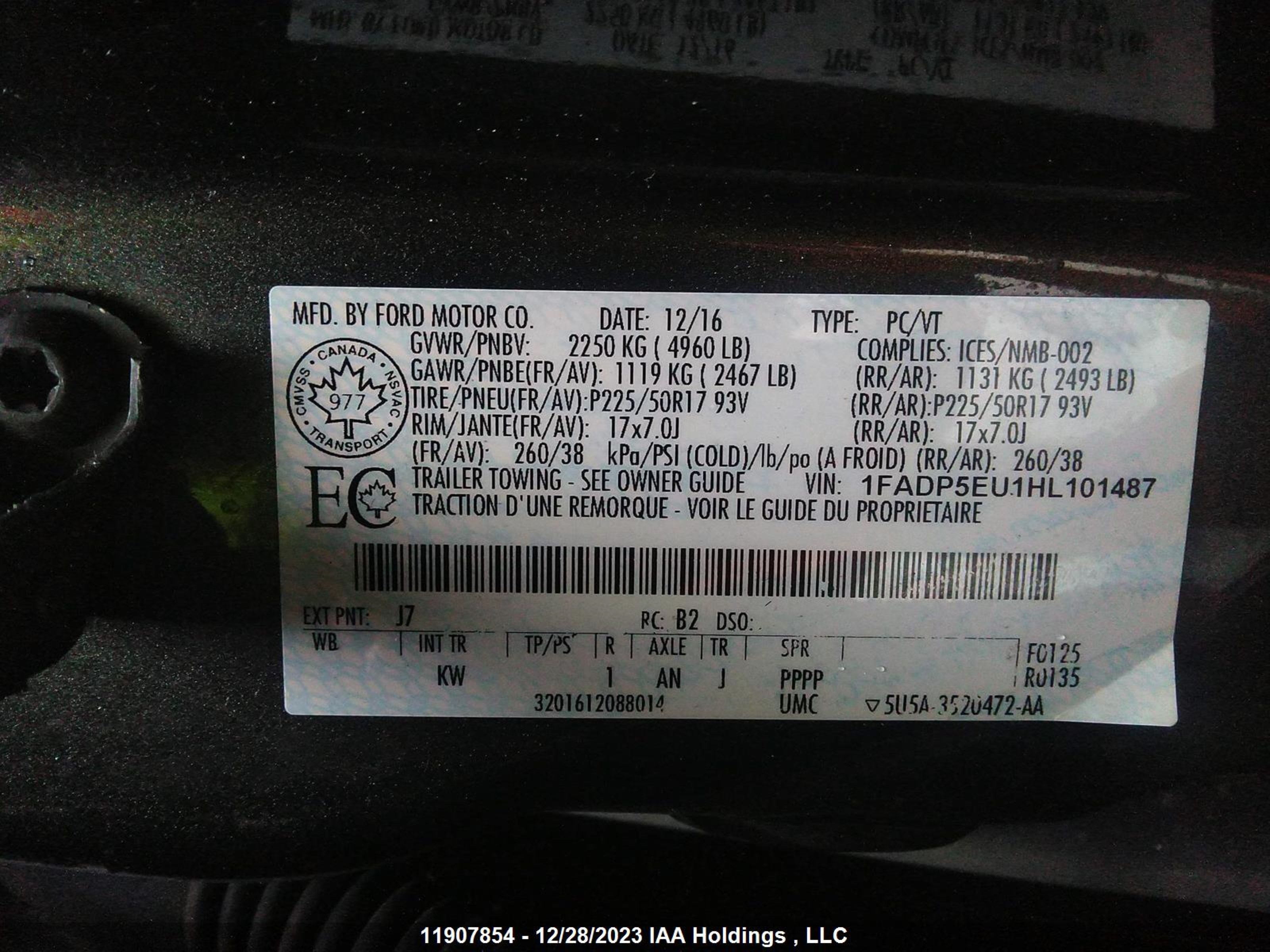 Photo 8 VIN: 1FADP5EU1HL101487 - FORD C-MAX 