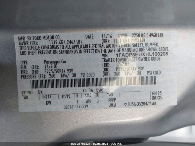 Photo 8 VIN: 1FADP5EUXHL100208 - FORD C-MAX 