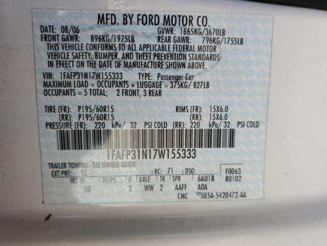 Photo 11 VIN: 1FAFP31N17W155333 - FORD FOCUS ZX3 