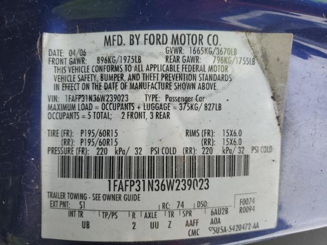 Photo 11 VIN: 1FAFP31N36W239023 - FORD FOCUS ZX3 