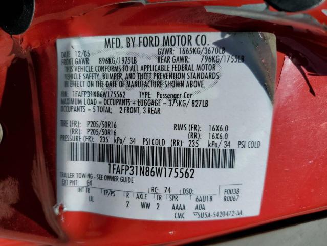 Photo 11 VIN: 1FAFP31N86W175562 - FORD FOCUS 