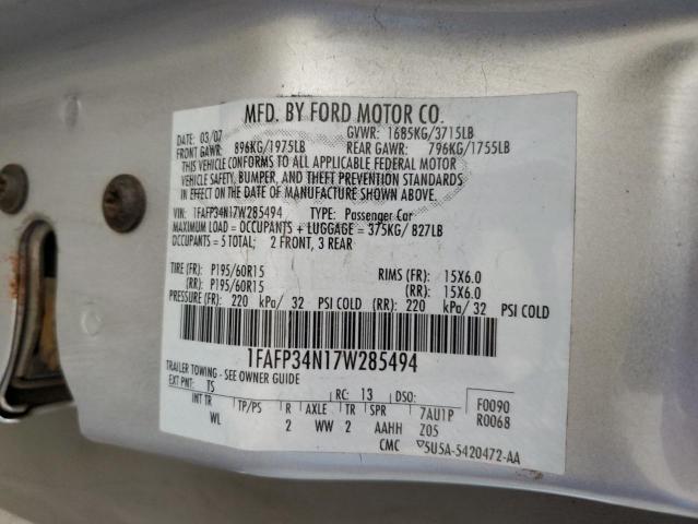 Photo 12 VIN: 1FAFP34N17W285494 - FORD FOCUS ZX4 