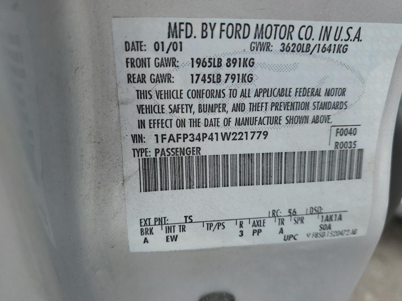 Photo 12 VIN: 1FAFP34P41W221779 - FORD FOCUS 