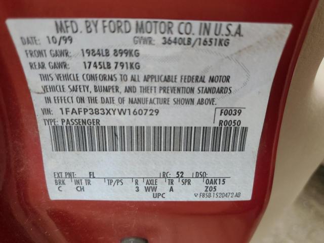 Photo 11 VIN: 1FAFP383XYW160729 - FORD FOCUS 