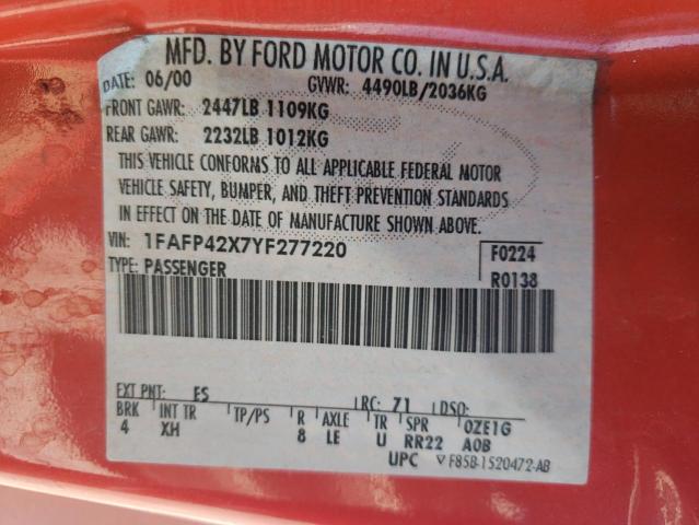 Photo 11 VIN: 1FAFP42X7YF277220 - FORD MUSTANG 