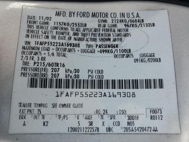 Photo 11 VIN: 1FAFP55223A169308 - FORD TAURUS SES 