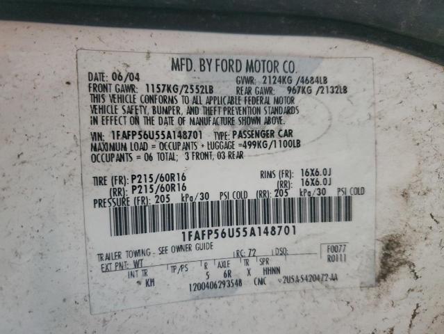 Photo 11 VIN: 1FAFP56U55A148701 - FORD TAURUS SEL 