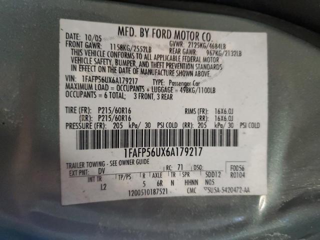 Photo 11 VIN: 1FAFP56UX6A179217 - FORD TAURUS 