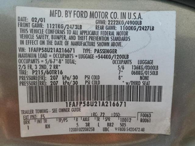 Photo 11 VIN: 1FAFP58U21A216671 - FORD TAURUS 