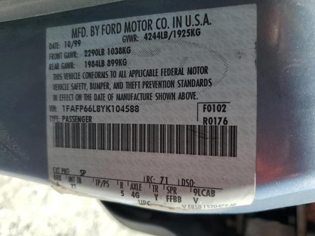 Photo 11 VIN: 1FAFP66L8YK104588 - FORD CONTOUR SE 