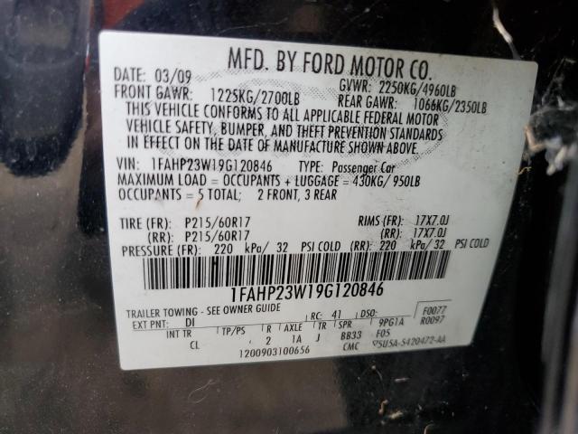 Photo 12 VIN: 1FAHP23W19G120846 - FORD TAURUS SE 