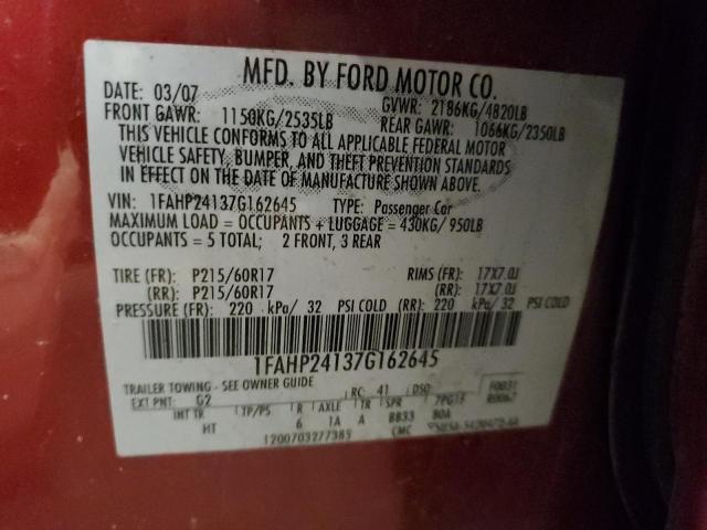 Photo 11 VIN: 1FAHP24137G162645 - FORD 500 